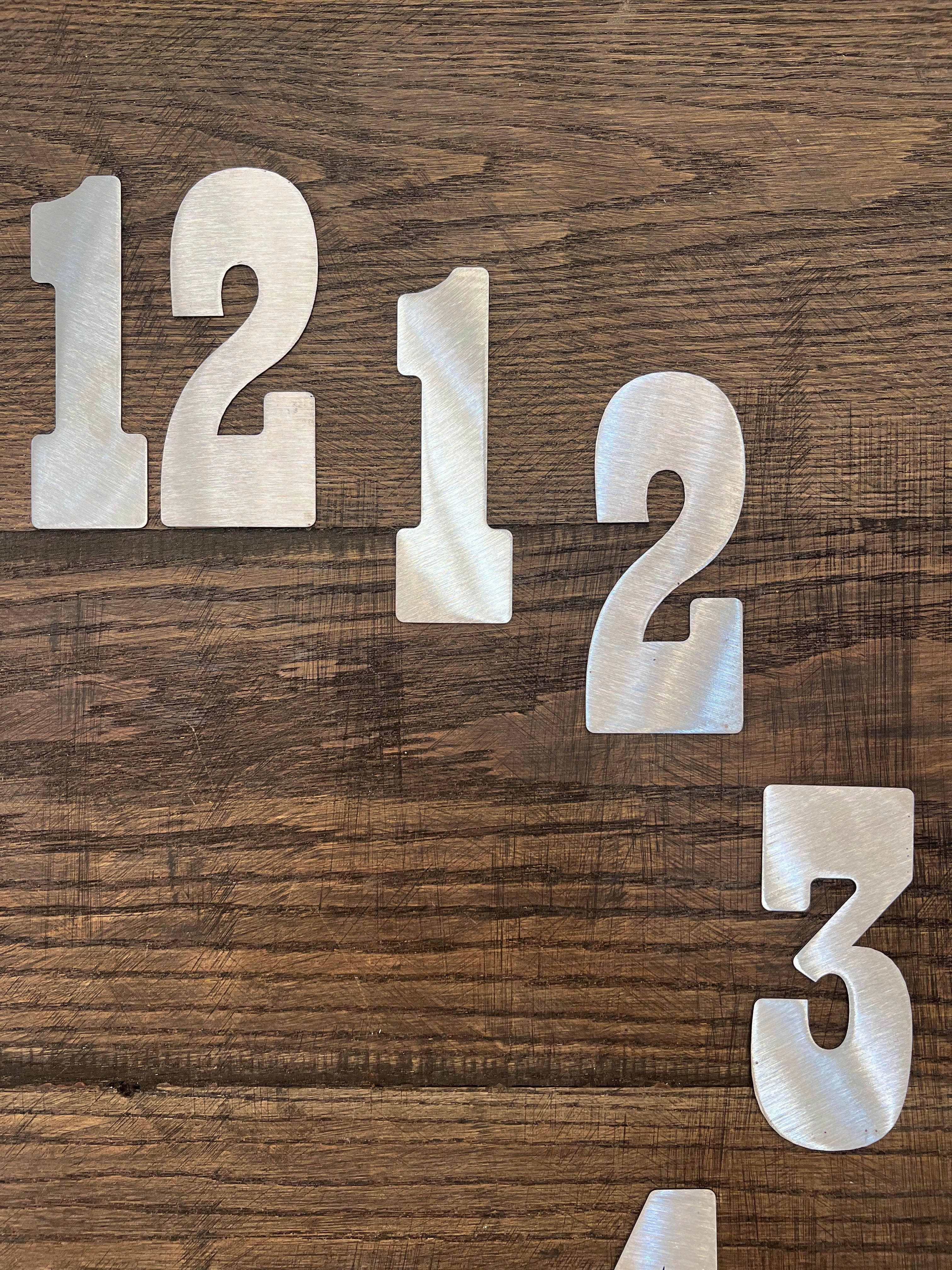 12 Inch Clock Number Set - Includes Numbers 1-12 - Rusty or Natural Steel Finish - Playbill Font