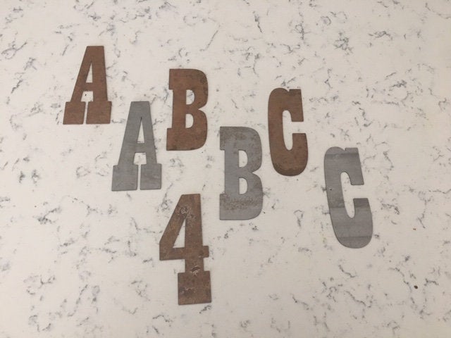 thumbnail image 2 of Custom 4 Inch Metal Letters & Numbers – Rusty Or Natural Finish – By Forgery Metalworks 2 of 4