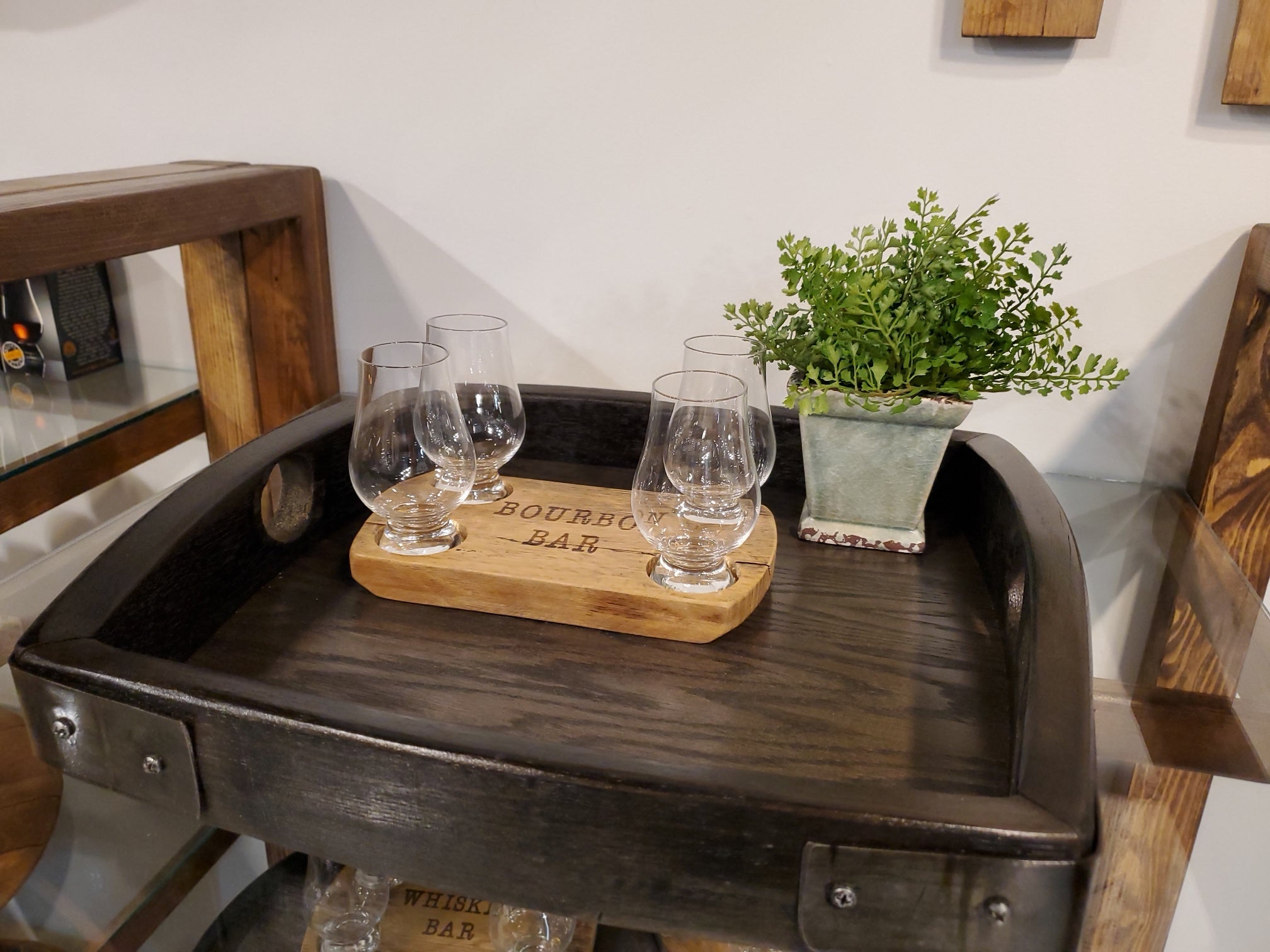 Square Oak Wine Barrel Tray