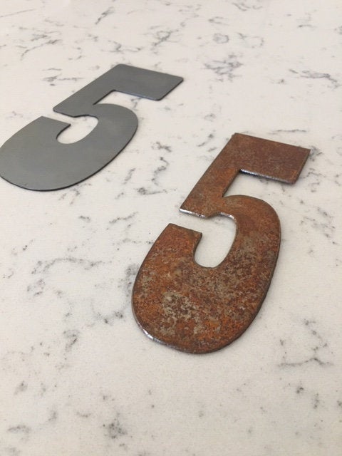 12 inch Metal Numbers and Letters- Rusty or Natural Steel, Natural / Add Mounting Holes | Forgery Metalworks