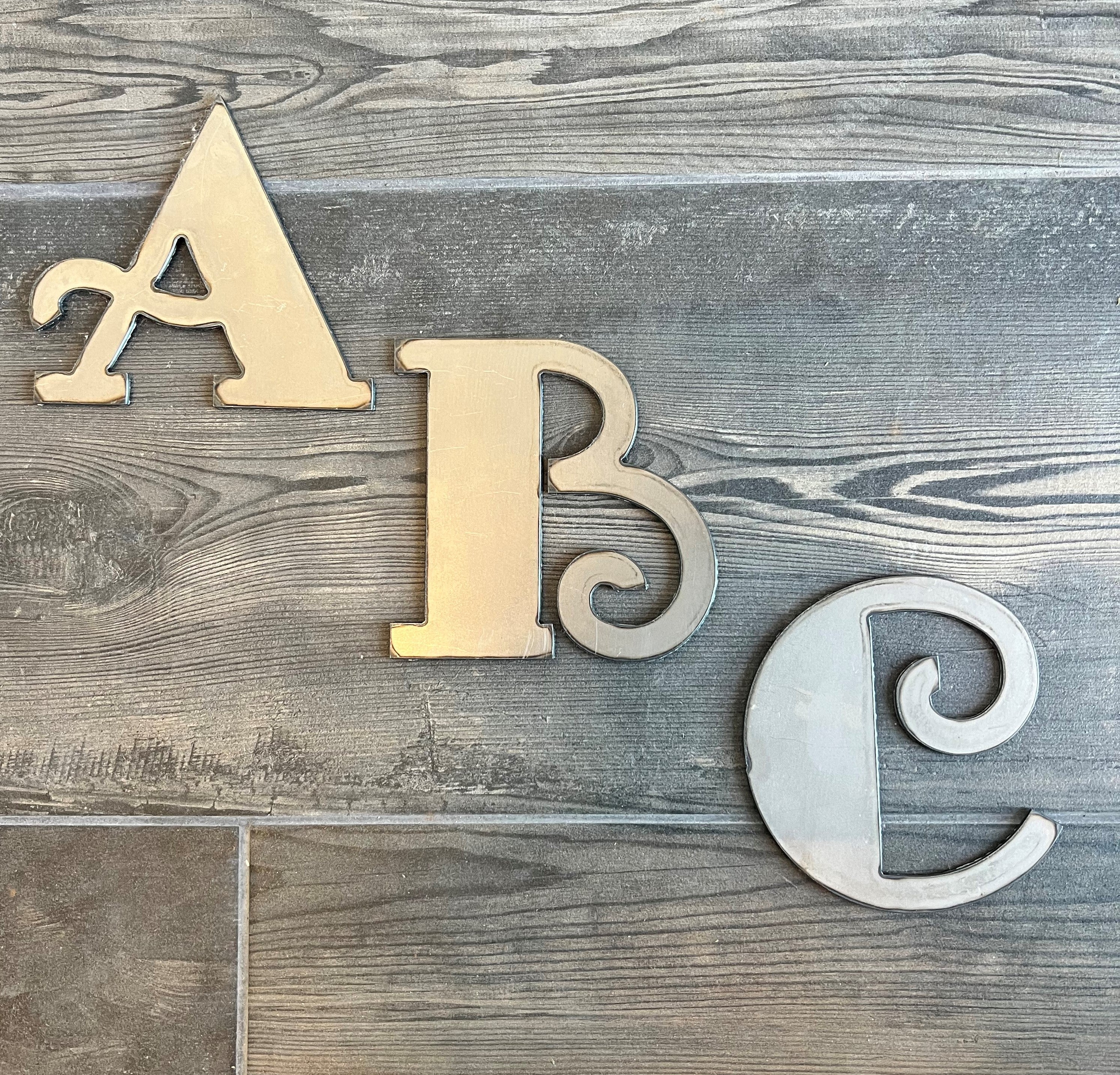 One Inch Metal Letters 5 Inch Metal Letters and Numbers - Rusty or Natural Steel Finish - Fan