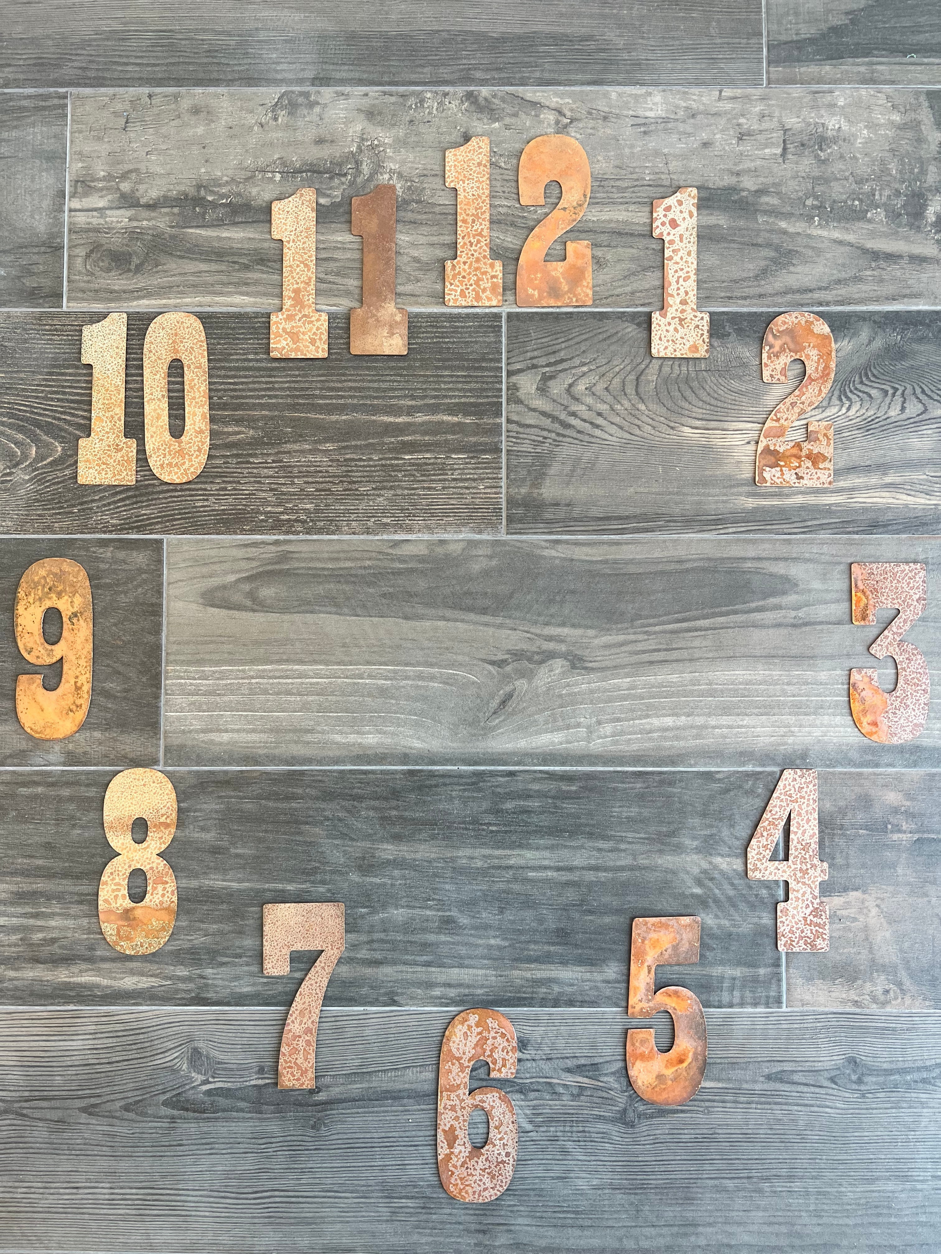 6 Inch Clock Number Set - Includes Numbers 1-12 - Rusty or Natural Ste