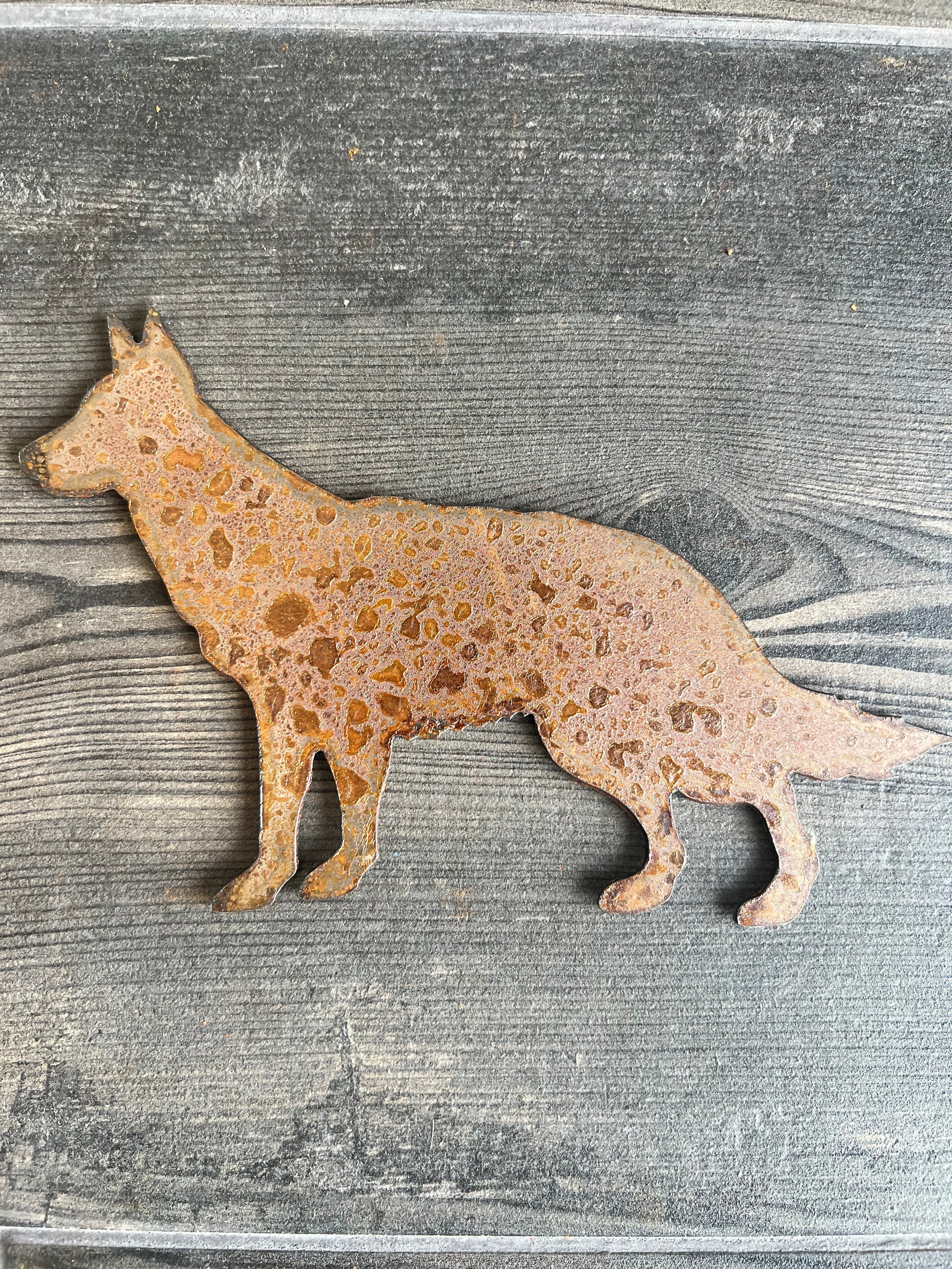 Metal German Shepard Cutout - In Natural Steel or Rusty Finish