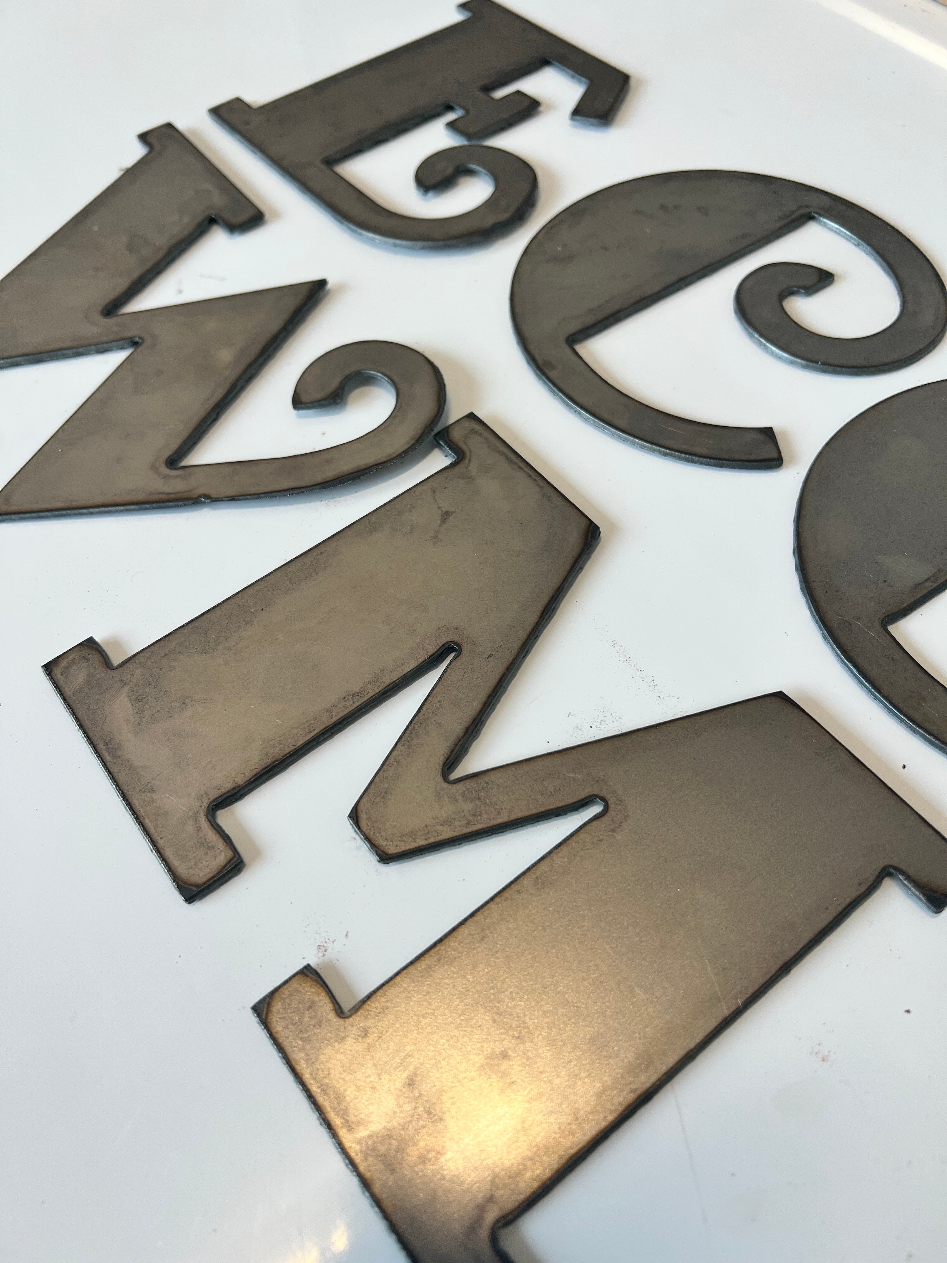 3 Inch Metal Letters and Numbers - Rusty or Natural Steel Finish - Fancy Pants Font