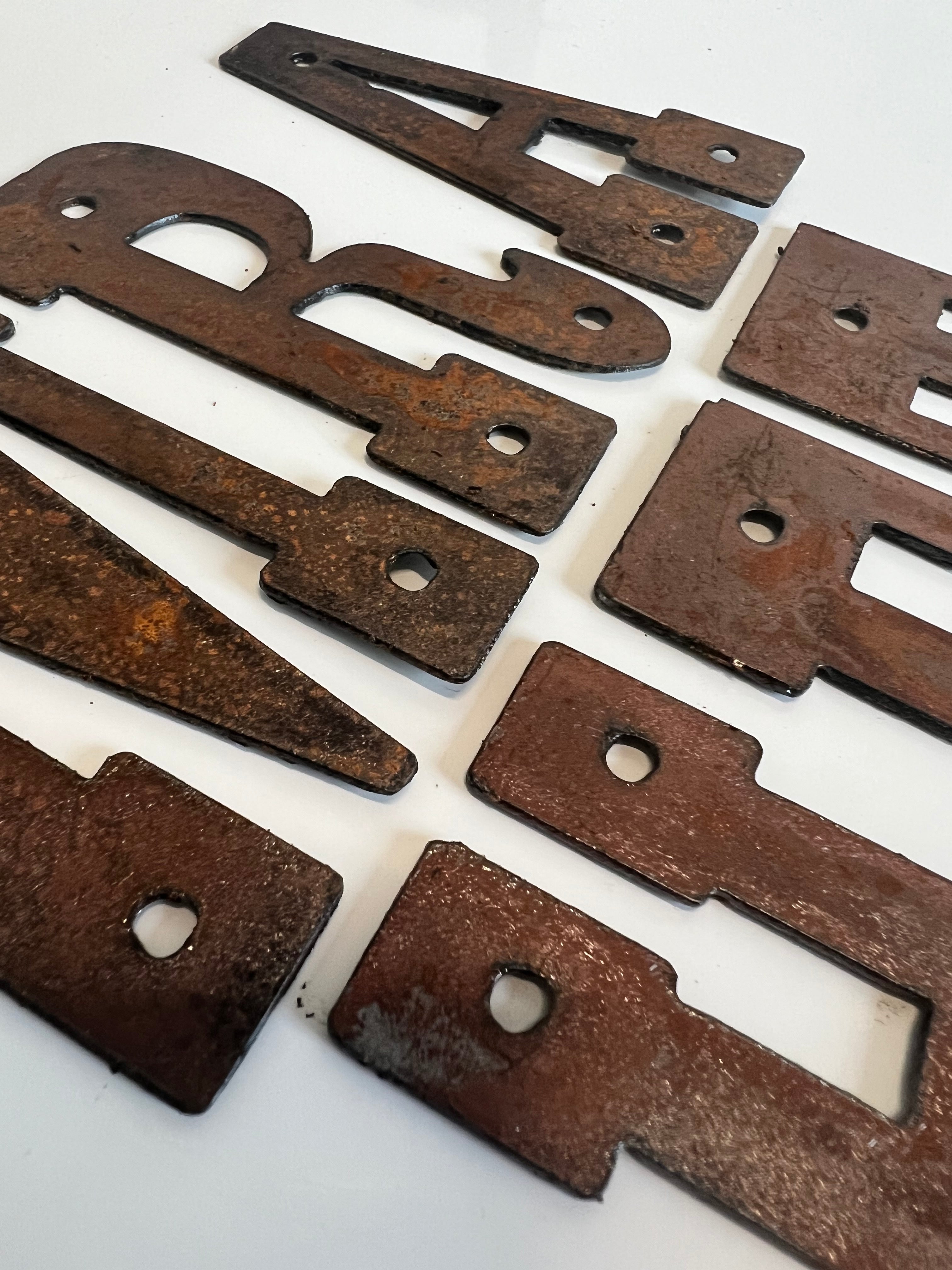 2 Inch Metal Letters and Numbers - Rusty or Natural Steel Finish - Playbill