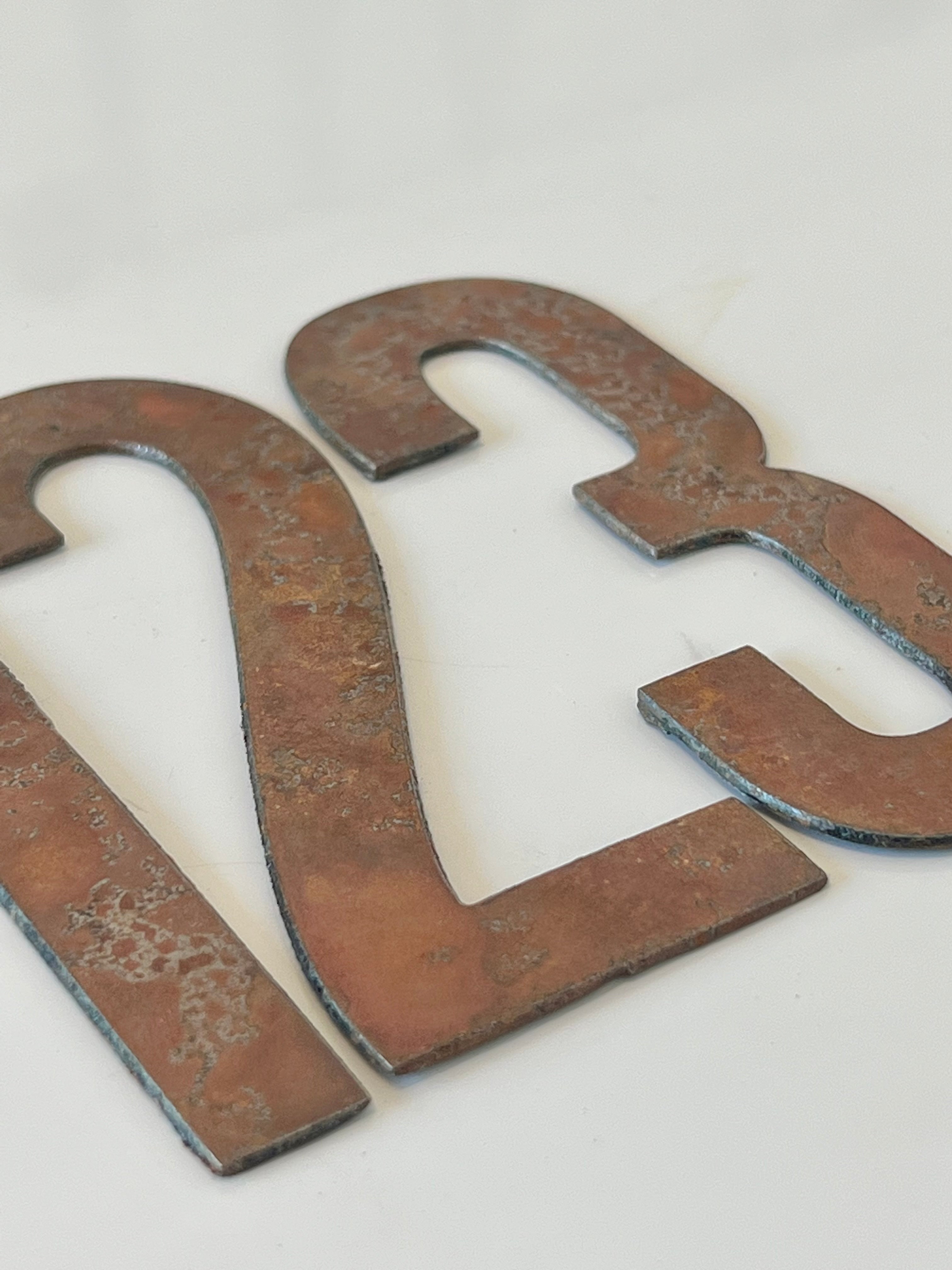 12 Inch Metal Letters and Numbers - Rusty or Natural Steel Finish - Sea Rock Font