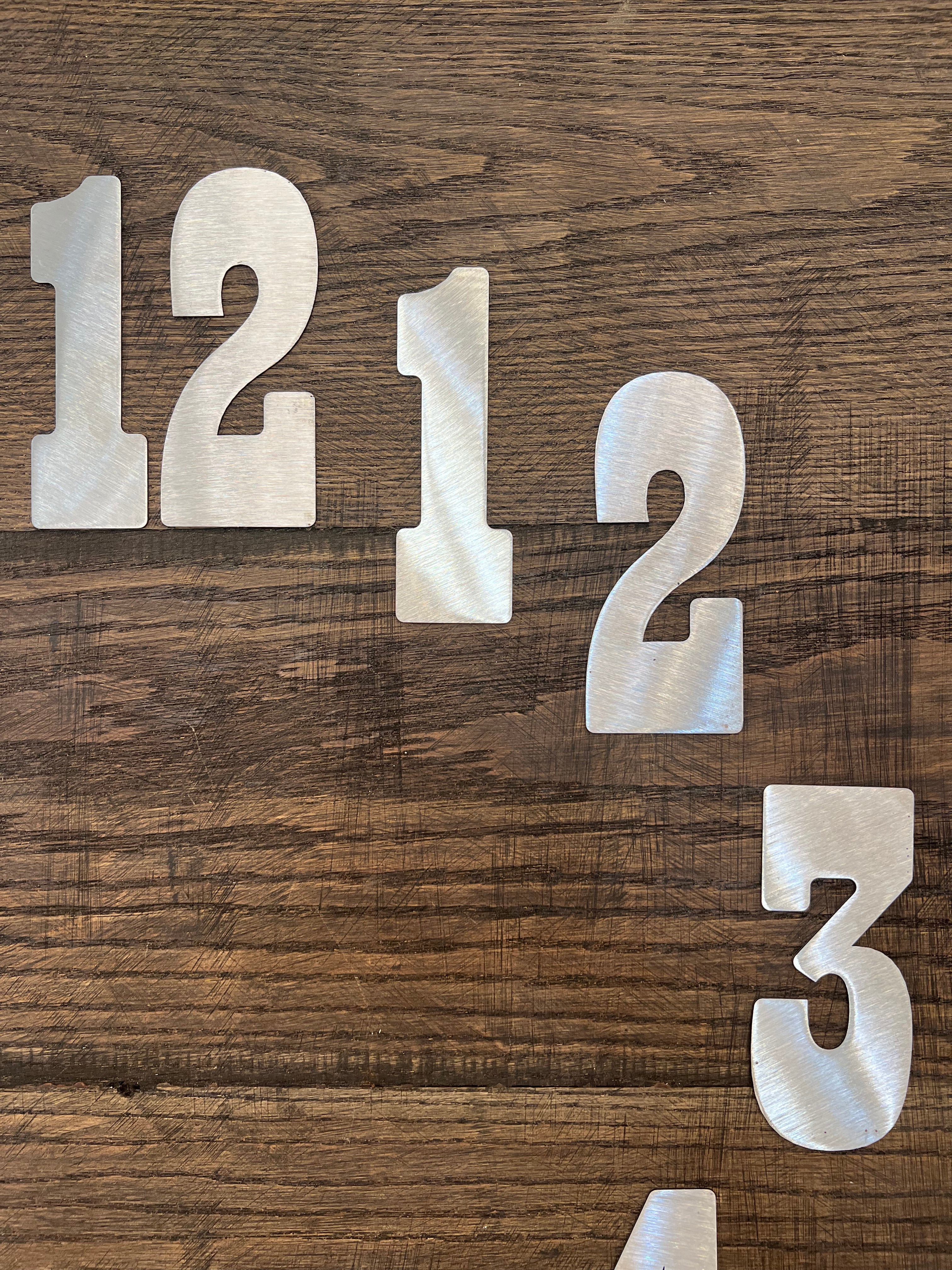 12 Inch Clock Number Set - Includes Numbers 1-12 - Rusty or Natural Steel Finish - Playbill Font