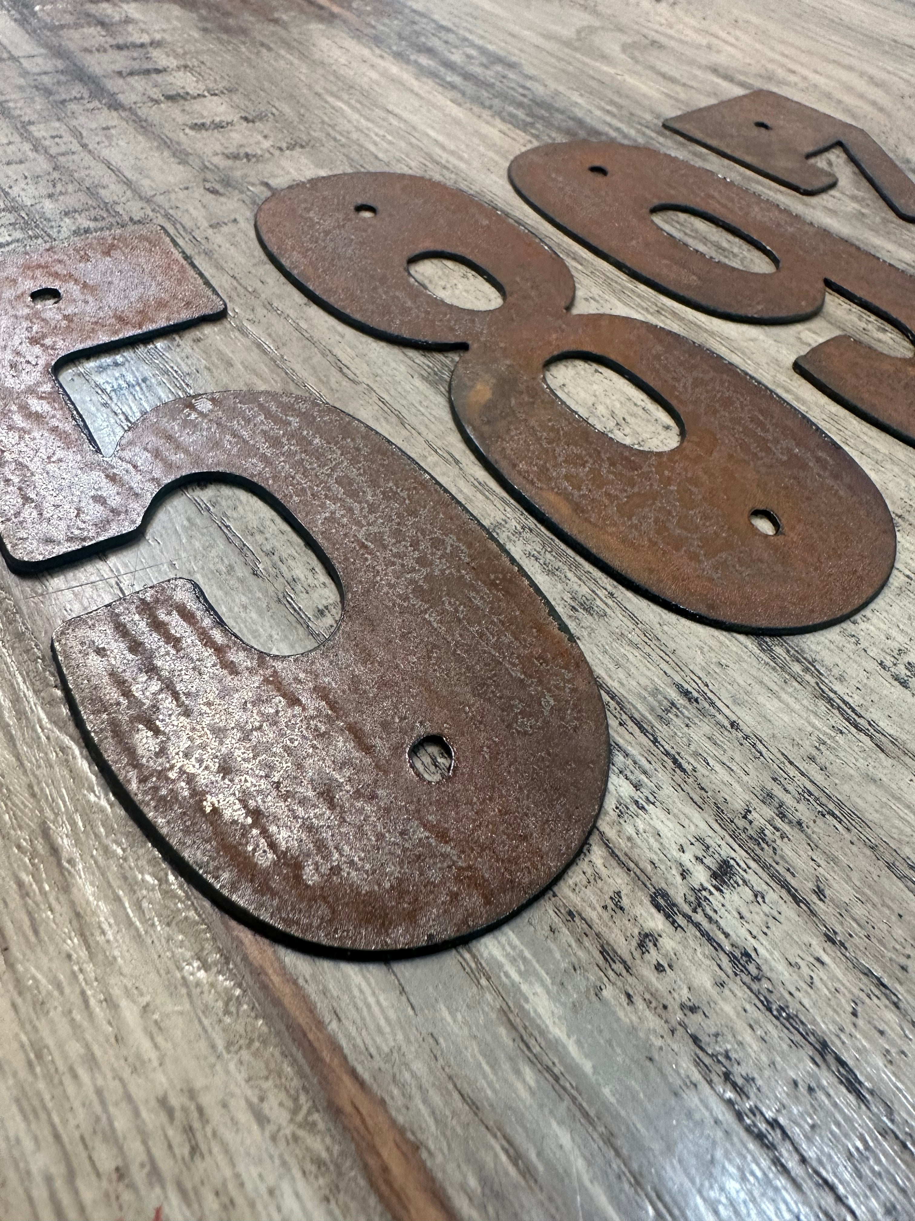 4 Inch Metal Letters and Numbers - Rusty or Natural Steel Finish - Playbill