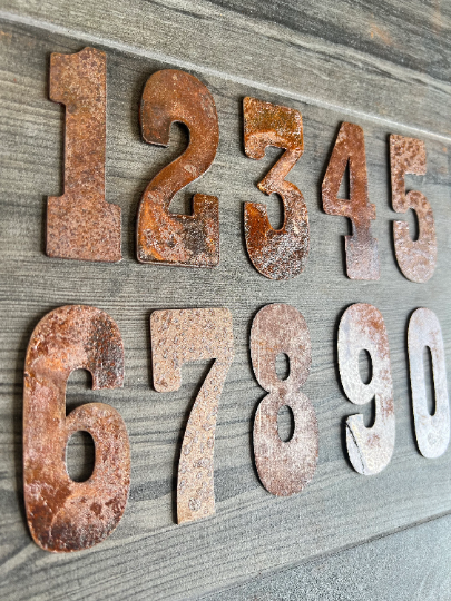 6 Inch Metal Letters and Numbers - Rusty or Natural Steel Finish - Playbill